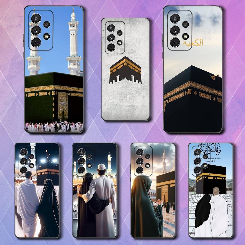 Moslem Art Kaaba Case For Samsung S23,S25,S20,S10,S9,S21,S24,S22,Ultra,FE,Plus,Lite,Soft Silicone Black