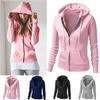 Women's Solid Color Hoodie Sweatshirt With Zipper Cardigan Coat