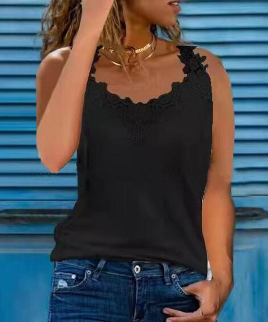 Женская летняя повседневная рубашка большого размера с кружевной отделкой, открытыми плечами и без рукавов