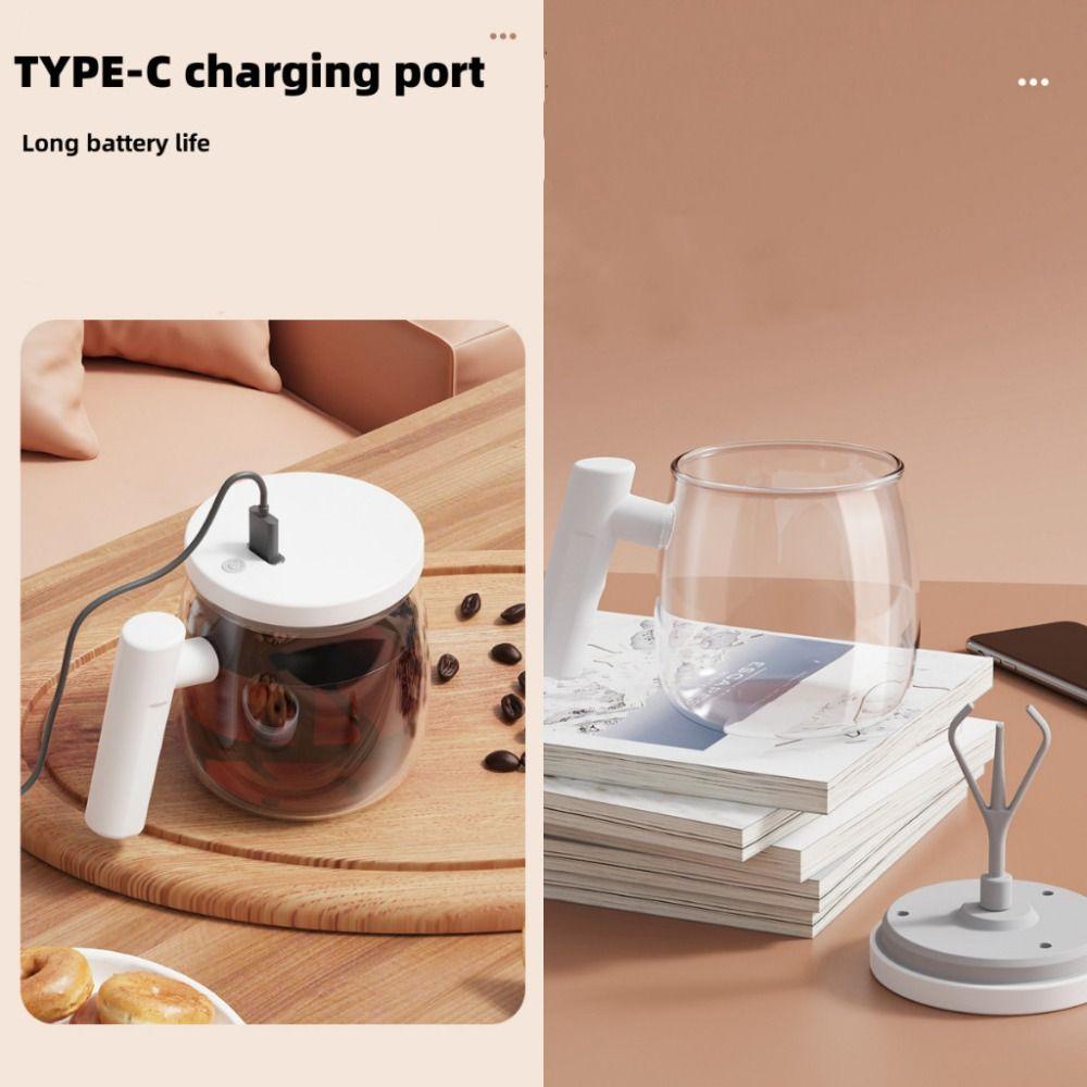 Self Stirring Mug Rechargeable Electric Mixing Cup Durable Glass Cup