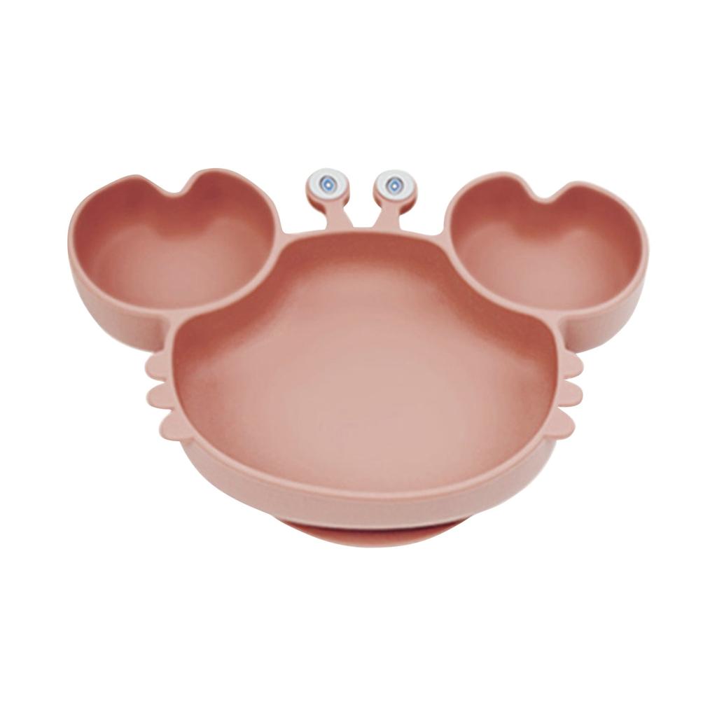 Детская обеденная тарелка, силиконовая посуда с мультяшным крабом, интегрированная разделенная пищевая дополнительная посуда, силиконовая детская обеденная тарелка