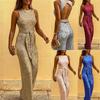 2024 Silver Sequin Dot Sleeveless Jumpsuit - Round Neck, Women's Fashion