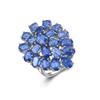 100% Natural Blue Kyanite Big Ring 15ct Gemstones 925 Sterling Silver Fine Jewelry for Women Mom Anniversay Party Gift