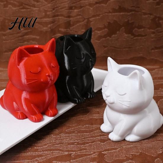 Cat Shaped Pencil Holder Pen Holder, Cute Kitty Desk Organizer for Stationery Storage, Large Healing Decor Capacity Stand Office Home, Creative