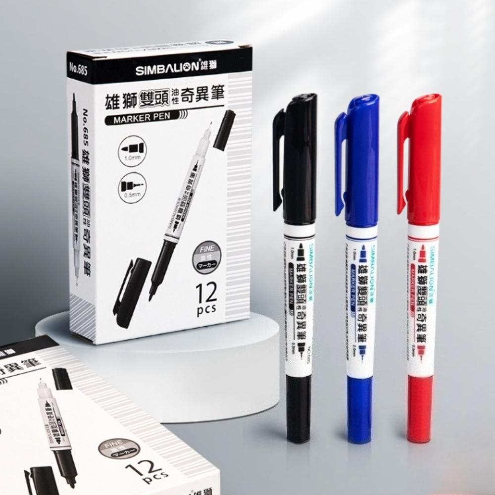 6/12Pc box High Quality Waterproof Permanent Marker Pen Dual Tip 0.5/1.0MM Quick Dry Art Marker Student School Office Stationery