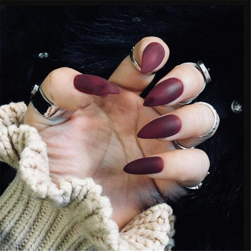 24 шт искусственных ногтей с матовым покрытием