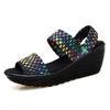 Women Sandals Summer Woven Shoes for Women Fashion Slip On Wedges Sandals Breathable Platform Shoes Big Size 35-41