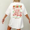 Women Oversized Hip Hop Streetwear Cotton T-Shirt Back Print Funny Pizza T-Shirt 90s Retro Cute Foodie Tees Unisex Fashion Tops