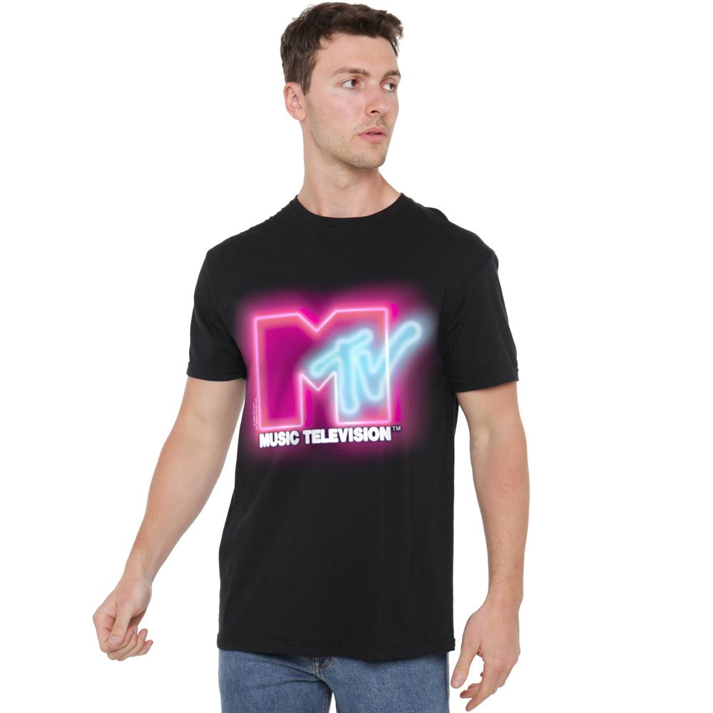 MTV Mens Neon Sign Logo T-Shirt