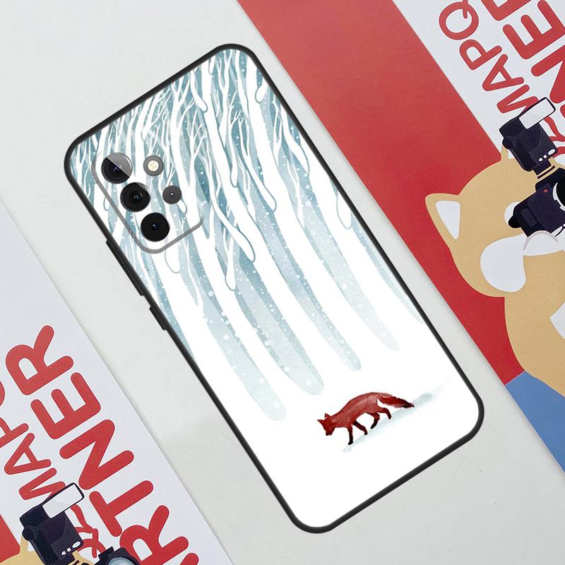 Зимний Чехол с Лисами Для Samsung Galaxy A53 A16 A26 A36 A56 A55 A35 A15 A52 A32 A12 A33 A13 A14 A34 A54 A17
