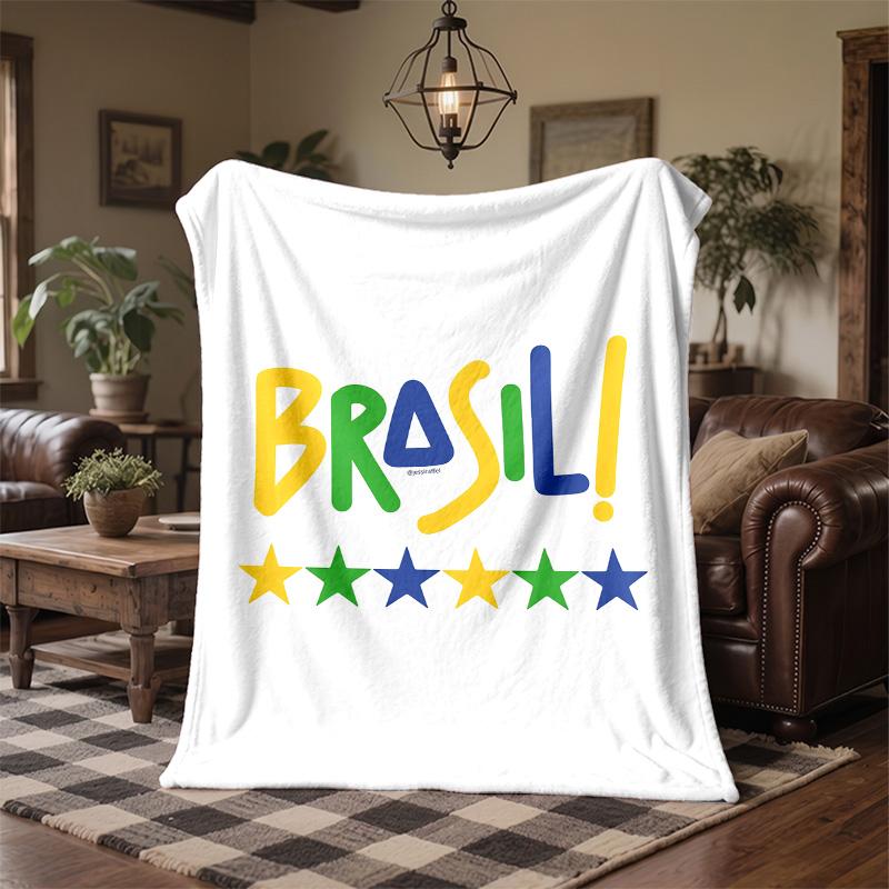 Brazil national football team Print Flannel Blanket Soft Warm Sofa Bed Throw Blanket For Home Office Bedroom