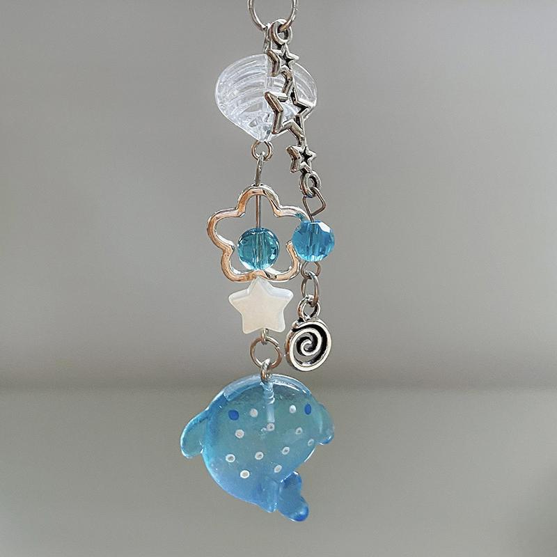 Милая имитация морской акулы цепочка для мобильного телефона ручной работы бисерный брелок аксессуар рыбка шарм эстетика Y2K уникальный