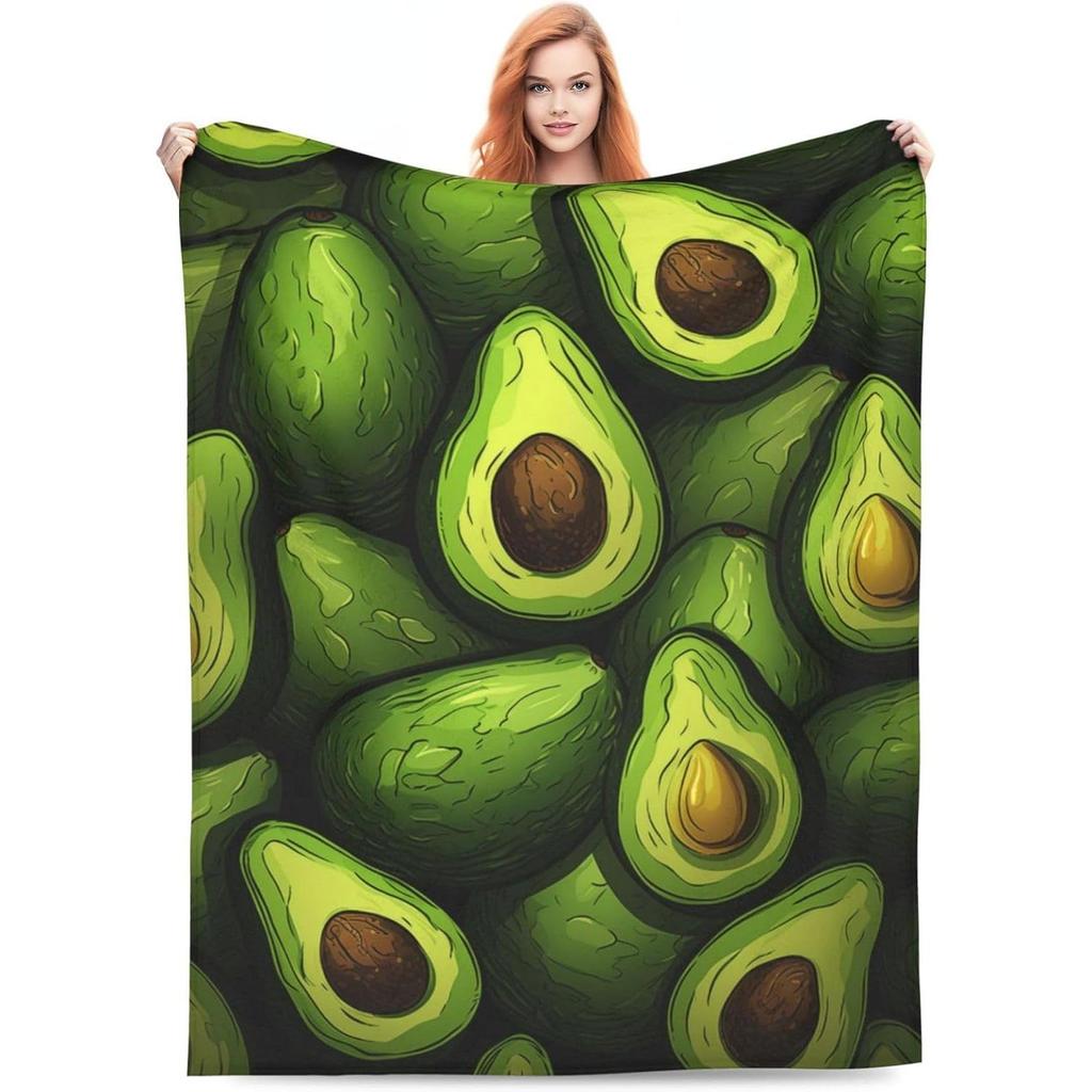 Avocado Fruit Blanket Gifts for Women Men Kids Flannel Throw Blankets Soft Comfy Lightweight for Home Decor Couch Bed Sofa 50x40