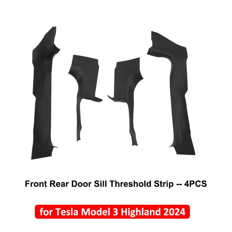 For Tesla Model 3 Highland 2024-2026 Front Rear Door Sill Protector Cover Threshold Strip Anti-kick Guard Panel Waterproof Pad