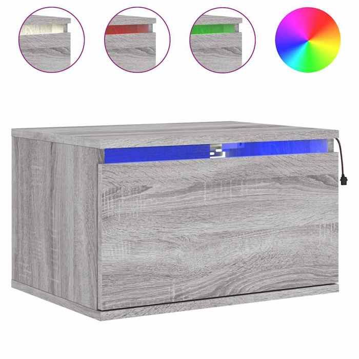 Maison Exclusive - Table de chevet murale avec lumières LED sonoma gris