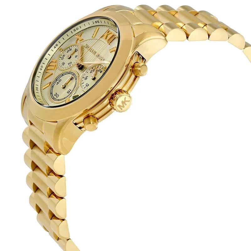 MICHAEL KORS Cooper Women's Quartz Chronograph Watch Gold Dial Stainless Steel Strap 39mm MK6274