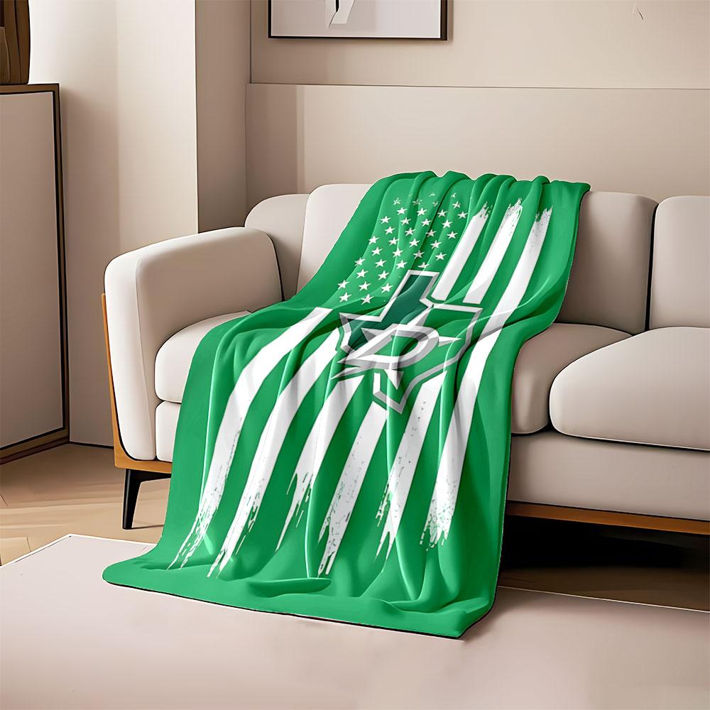Green Texas Flag with Stars and "D" Logo print blanket soft and cozy perfect for the living room bed sofa or a nap,gift