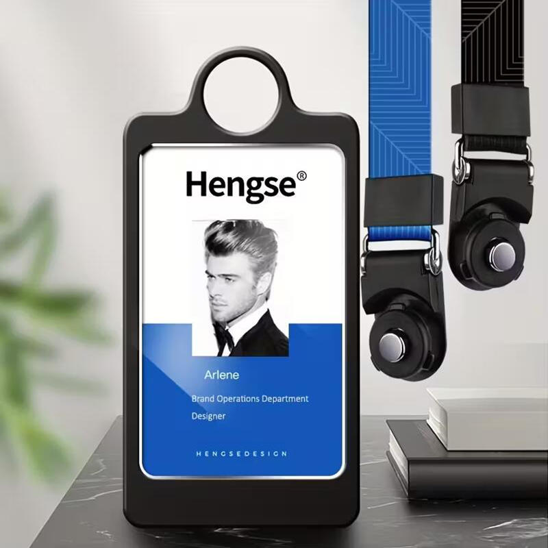 Professional ID Badge Holder with Retractable Reel Clear Card Case and Neck Lanyard for Office Security Workplace