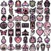 50-Piece Set: Black & Pink Gothic Graffiti Stickers for Luggage, Water Bottles, Notebooks, Fridges, and Skateboards