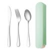 Portable Tableware 410 Stainless Steel Spoon Knife and Fork Three-piece Set Household Simple Student Dormitory Tableware Set Fit