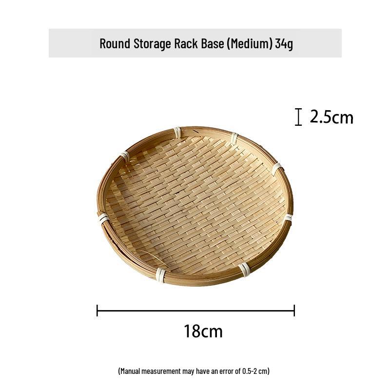 Round Square Bamboo Woven Basket for Tea, Snacks, Fruits, Cakes, and Desserts.