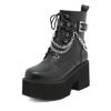 Fashion Platform Women Ankle Boots 2025 Autumn Female Chunky High Heels Fashion Buckle Strap Chain Lady Shoes Black Short Boots Size 43