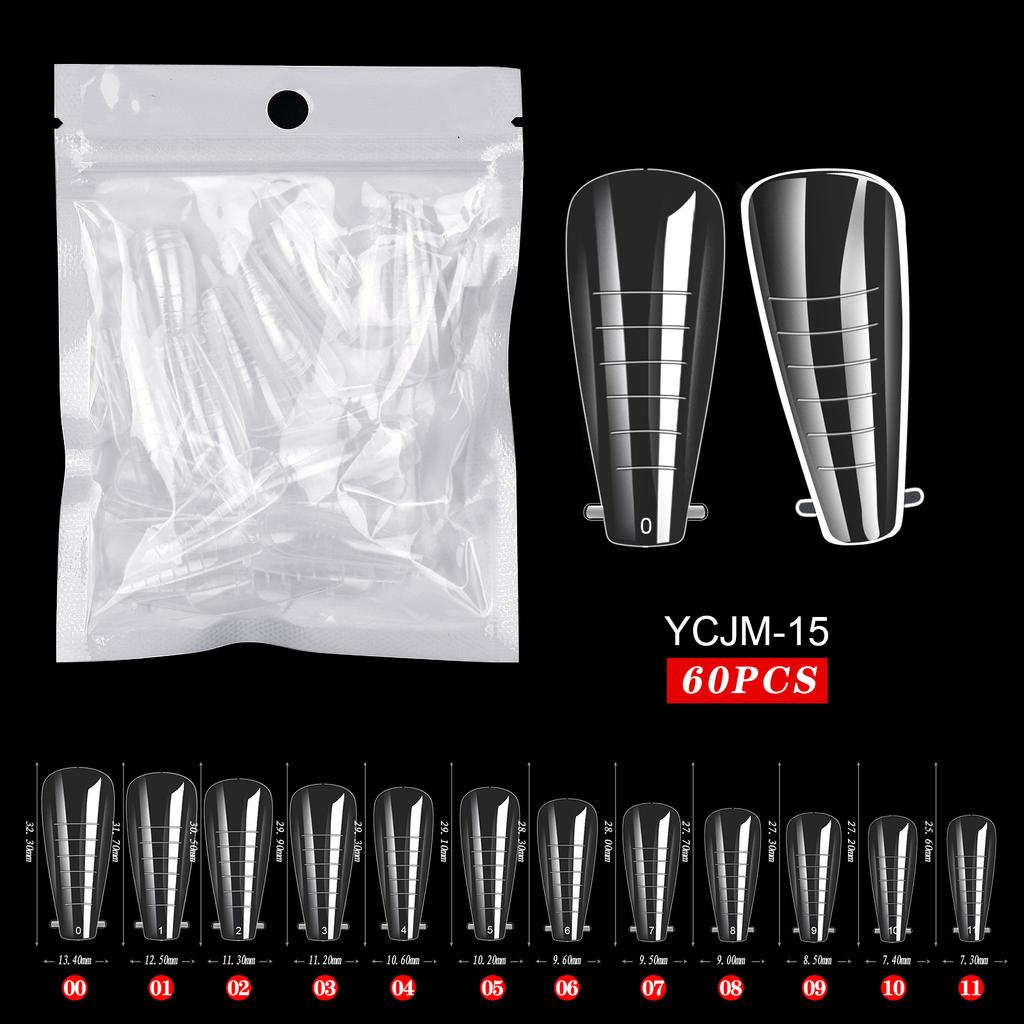 Двойные формы системы наращивания ногтей, шпильки/гроб/миндалевидные формы с полным покрытием для ногтей, УФ-гель, пластиковые формы для быстрого наращивания накладных ногтей