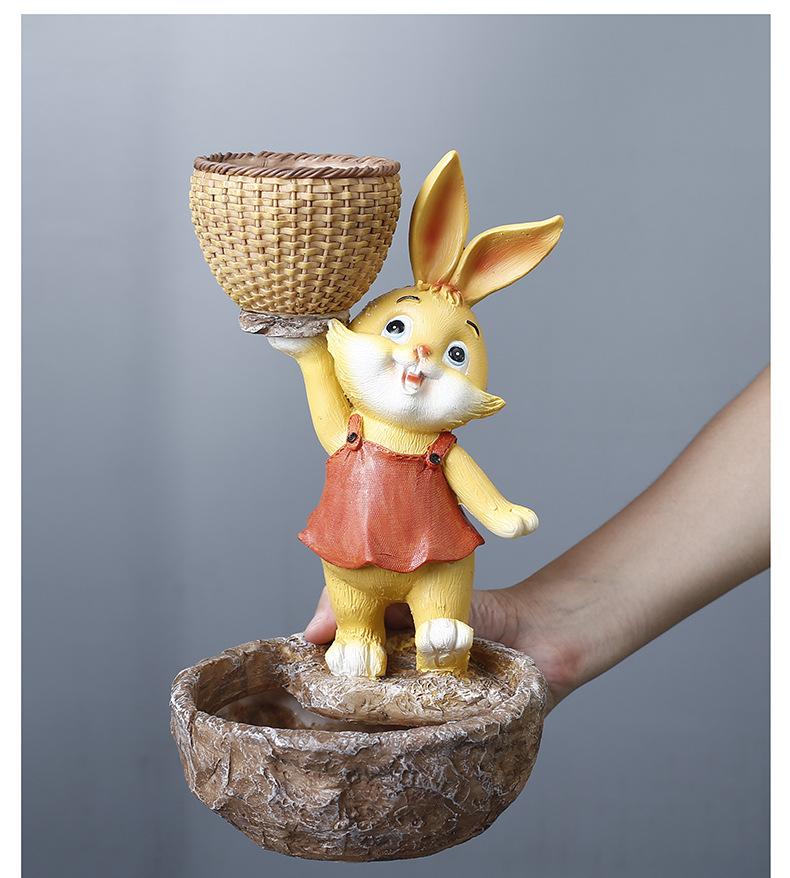 Resin Cartoon Animal Simulation Rabbit Succulent Green Plant Flower Pot Ornament Courtyard Outdoor Garden Ornament