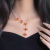 Fashion Temperament Exquisite Luxury Red Zircon Maple Leaf Pendant Necklace Female