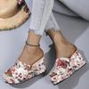 Women Shoes Fashion Shoes Casual Flip Flops Summer Vintage Floral Print Peep Toe