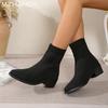 Knitting Women Snow Ankle Boots Designer Mid Heels Shoes Winter Classic Sock Boots 2024 Tremd Winter Pumps Goth Botas De Muje