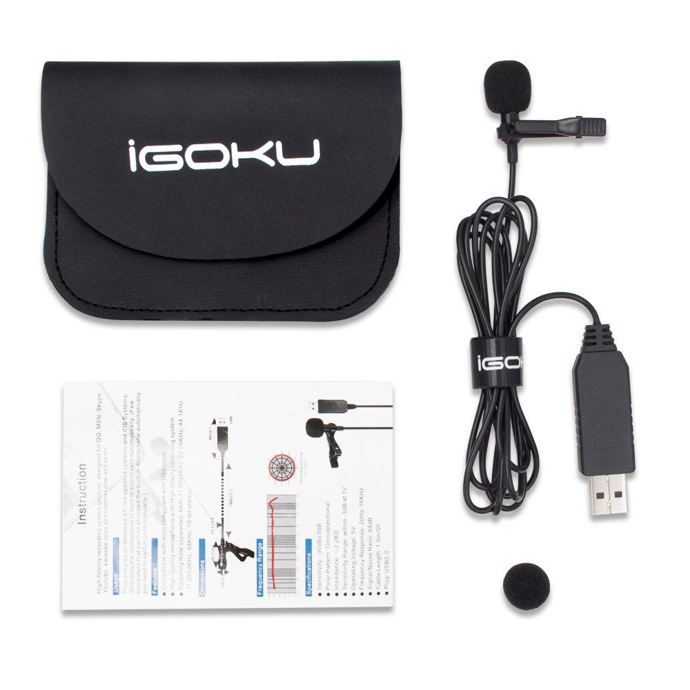 USB-микрофон iGOKU Pin-микрофон ПК-микрофон Компьютерный микрофон Всенаправленный USB-микрофон с мини-клипсой Совместим с Аудио-Видео Поставляется с