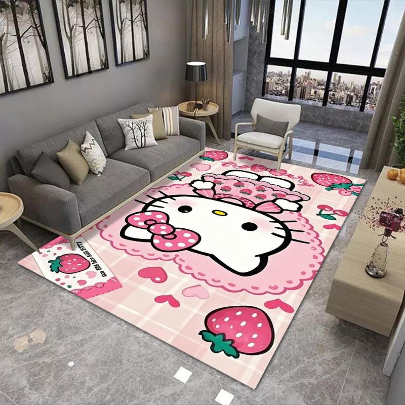 Коврик для пола Hello K-Kitty в стиле INS, мягкий, прямоугольный, противоскользящий, для спальни, дома, входной двери, для использования внутри и снаружи помещений, для отеля.