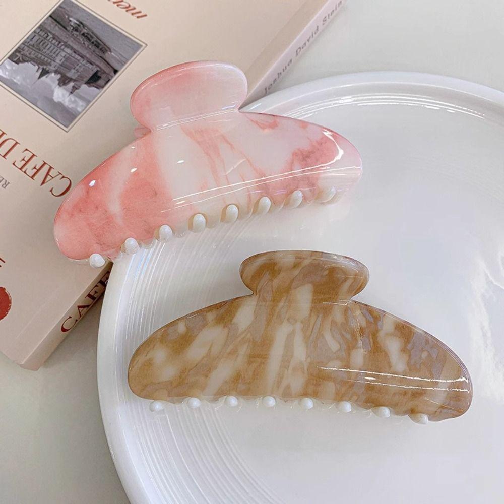 Зажим-акула, узор тушью, заколка для волос, однотонная, для хвостика, девочки