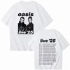 Летняя повседневная мужская футболка с коротким рукавом Oasis Live 25 Tour Модный принт Круглый вырез Короткий рукав Подарок для фаната Высококачественный чистый хлопок