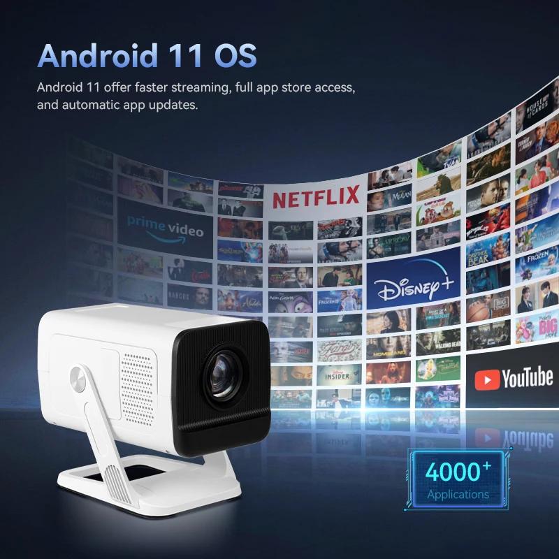 Портативный мини-проектор Salange 4K WiFi6 BT5.4 Android 11 Нативный проектор 720P 280Ansi Видео Смарт Домашний кинотеатр Бимер Кино