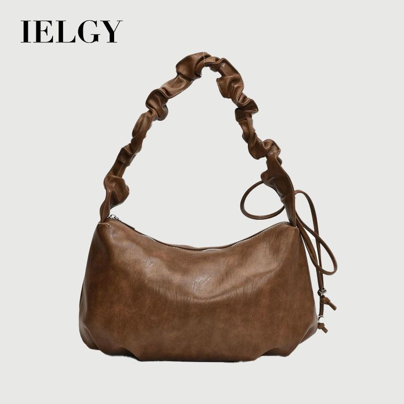 Ielgy Niche Design Retro One-Shoulder Cross-Body Pleated Underarm Female Bag