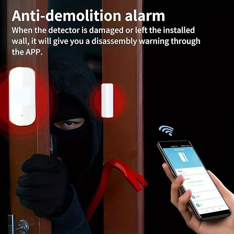 Датчик двери Tuya Zigbee для умного дома, беспроводной детектор окна, пульт дистанционного управления, приложение Smart Life, система сигнализации домашней безопасности Alexa