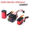 5200KV Brushless Motor 3650 Waterproof Motor with 60A Brushless ESC 2 4S Lipo 25KG Digital Servo for 1 8 1 10 RC Car