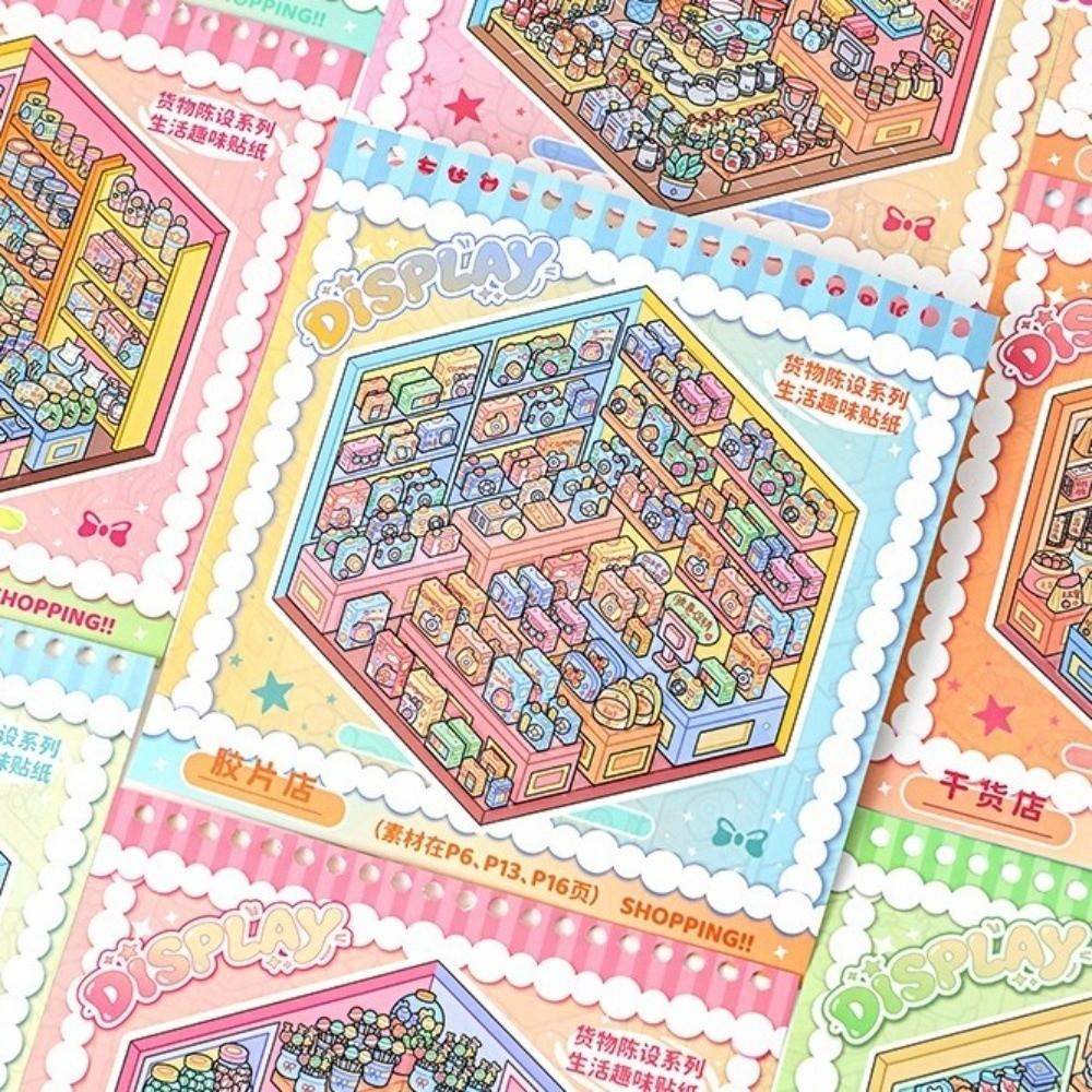 10 Сцен 28 Листов Наклейки с Пейзажами Сцена Магазина DIY Книга Наклеек Подарки на День Рождения