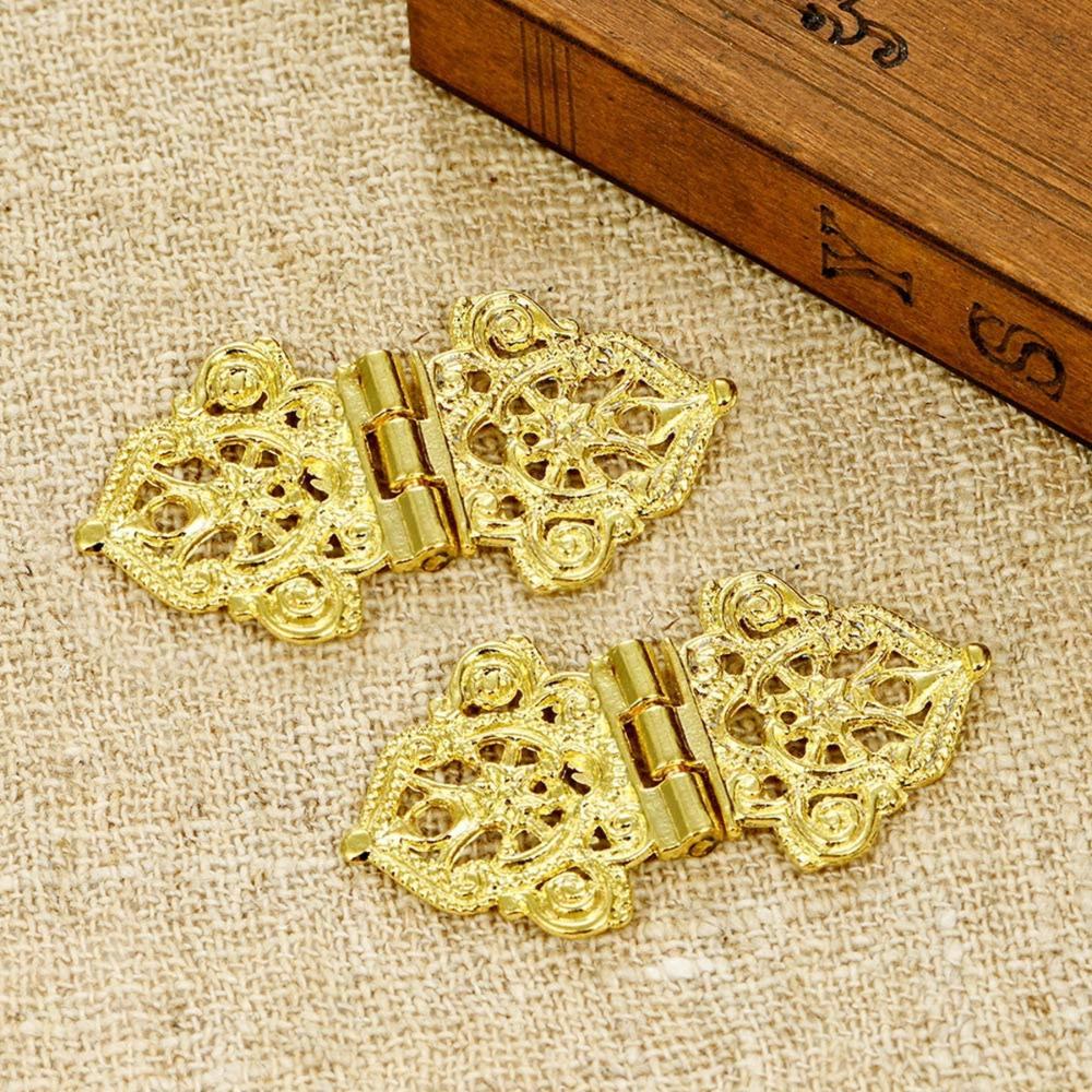 DIY Decorative Chinese Style Lace Vintage Mini Furniture Hardware Hollow Flower Butt Hinges Antique
