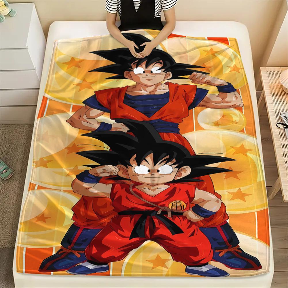 Фланелевое одеяло с принтом персонажей Dragon Ball, Высококачественное, Удобное для всех сезонов, Декор для дома, Тепло и уют, Идеально для рождественских подарков