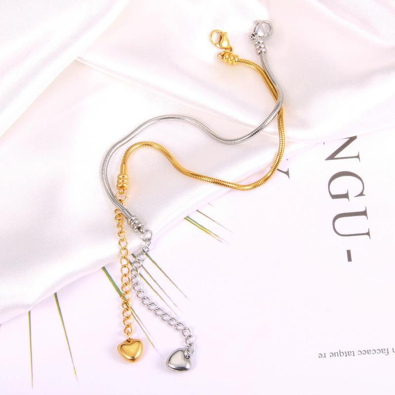 Stainless Steel 18K Gold Cartilage Snake Bone Chain Retro Jewelry Bracelet Summer Women'S High-End Sense Simple Love Women'S Bracelet