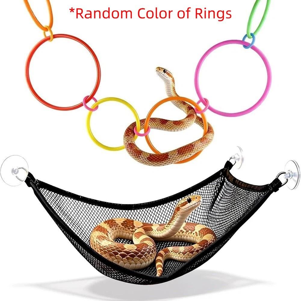 Stability Rings Swing Perch with Rope Snake Enrichment Toys Terrarium Decor Reptile Hammock Snakes