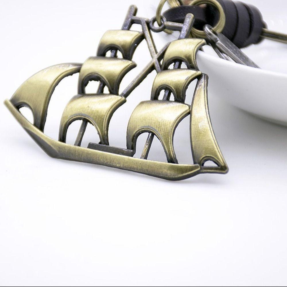 Цинковый сплав цинка винтажный брелок скелет из натуральной кожи модный винтажный брелок пиратский корабль брелок для мужчин
