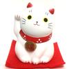 M-ro Maneki Neko Lucky Cat White Ceramic Figurine Home Decor Collectible 10cm
