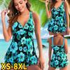 2024 New Women Two Piece Swimsuit Print Tankini Set Skrit Large Size Bathing Suit Brazilian Women Swimming Wear Vintage Monokini