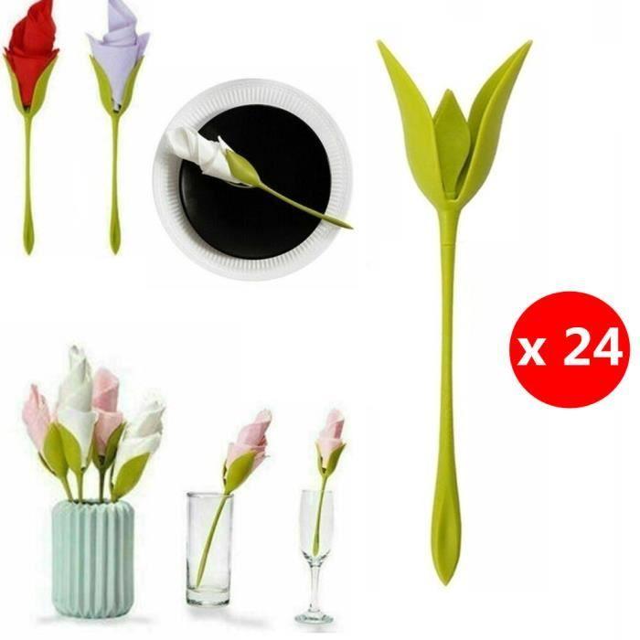 Porte-serviettes - Art Créatif - Lot de 24 - Vert - Plastique - 19,8 x 5,5 cm
