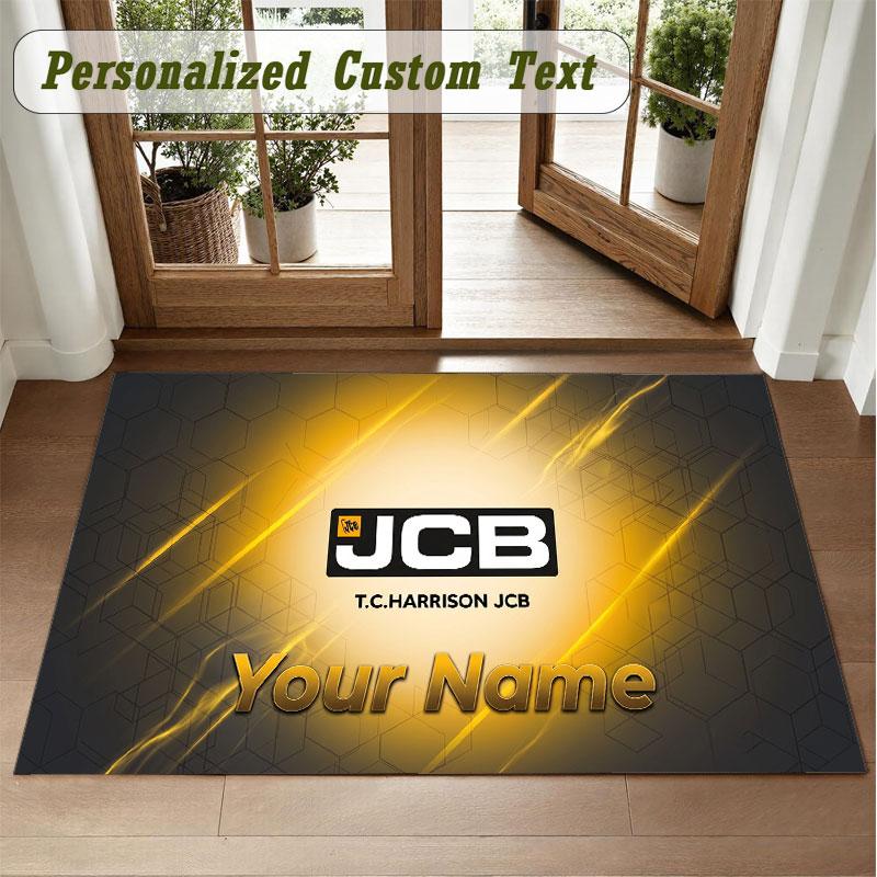 Crystal Velvet Square Rug Custom NameJCB Pattern Non Slip Home Floor Decor Rug