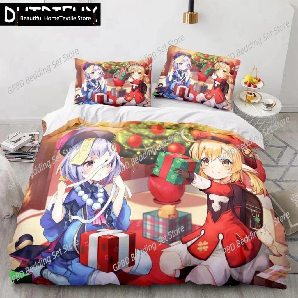 Genshin Impact Anime 3D NEW Duvet Cover Pillowcase Bedding Set Adult Boy Girl Bedroom Decoration Children Single Double Large